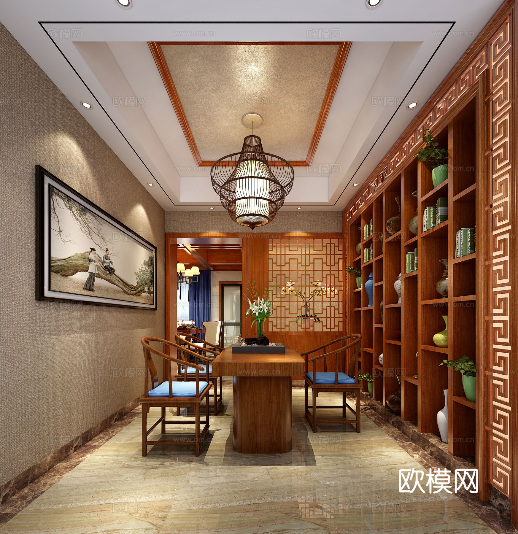 200平方新中式豪宅效果图下载（渲染图5）