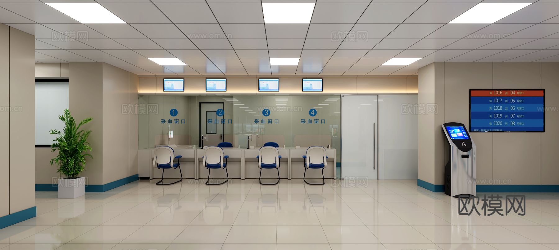 现代医院采血口 实验室效果图下载（渲染图1）