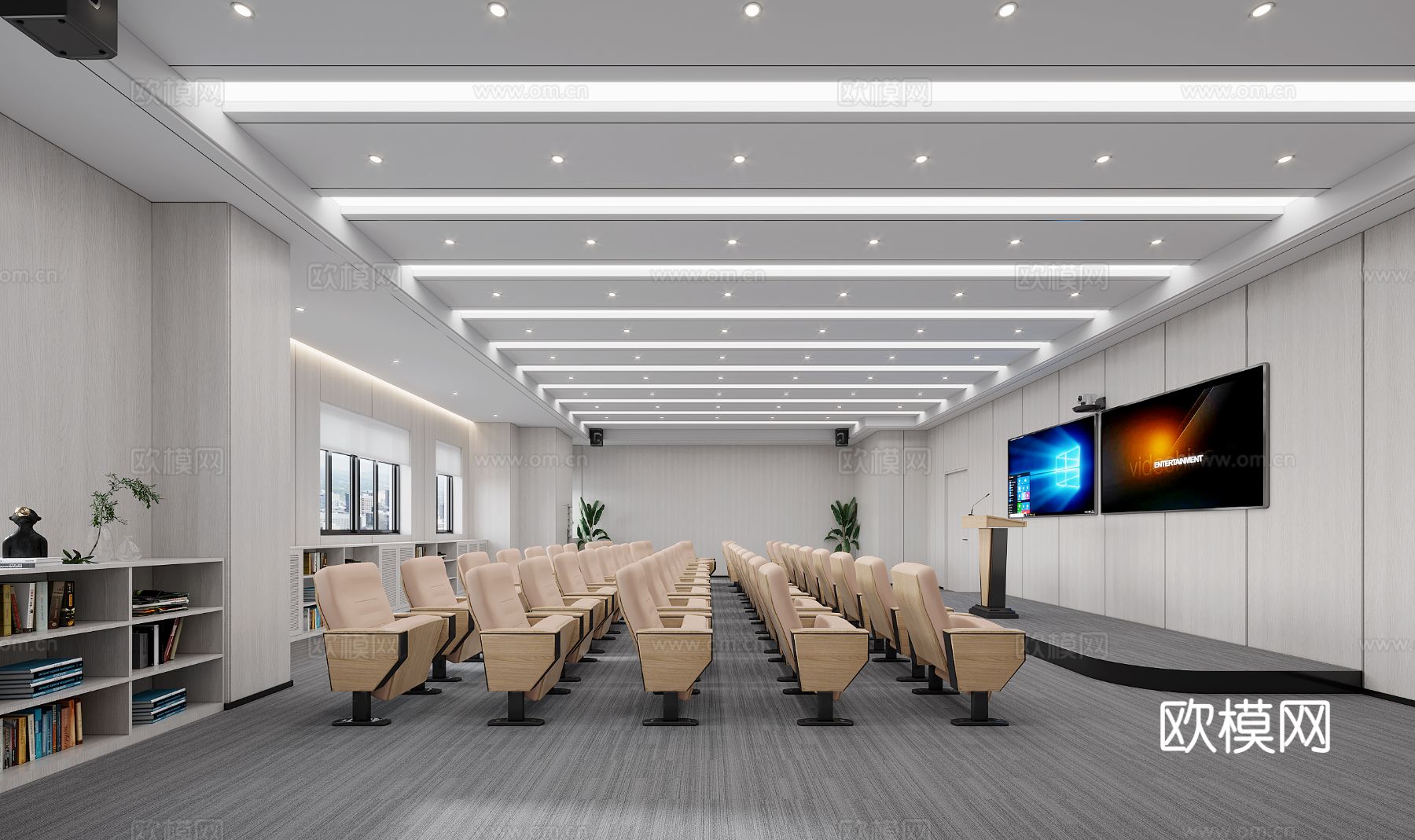 现代教室效果图下载（渲染图1）