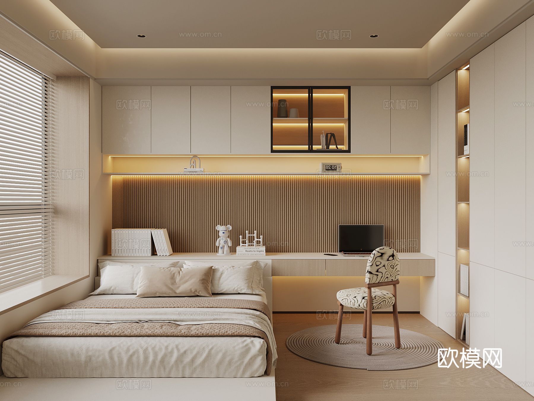 现代奶油风榻榻米3d模型下载