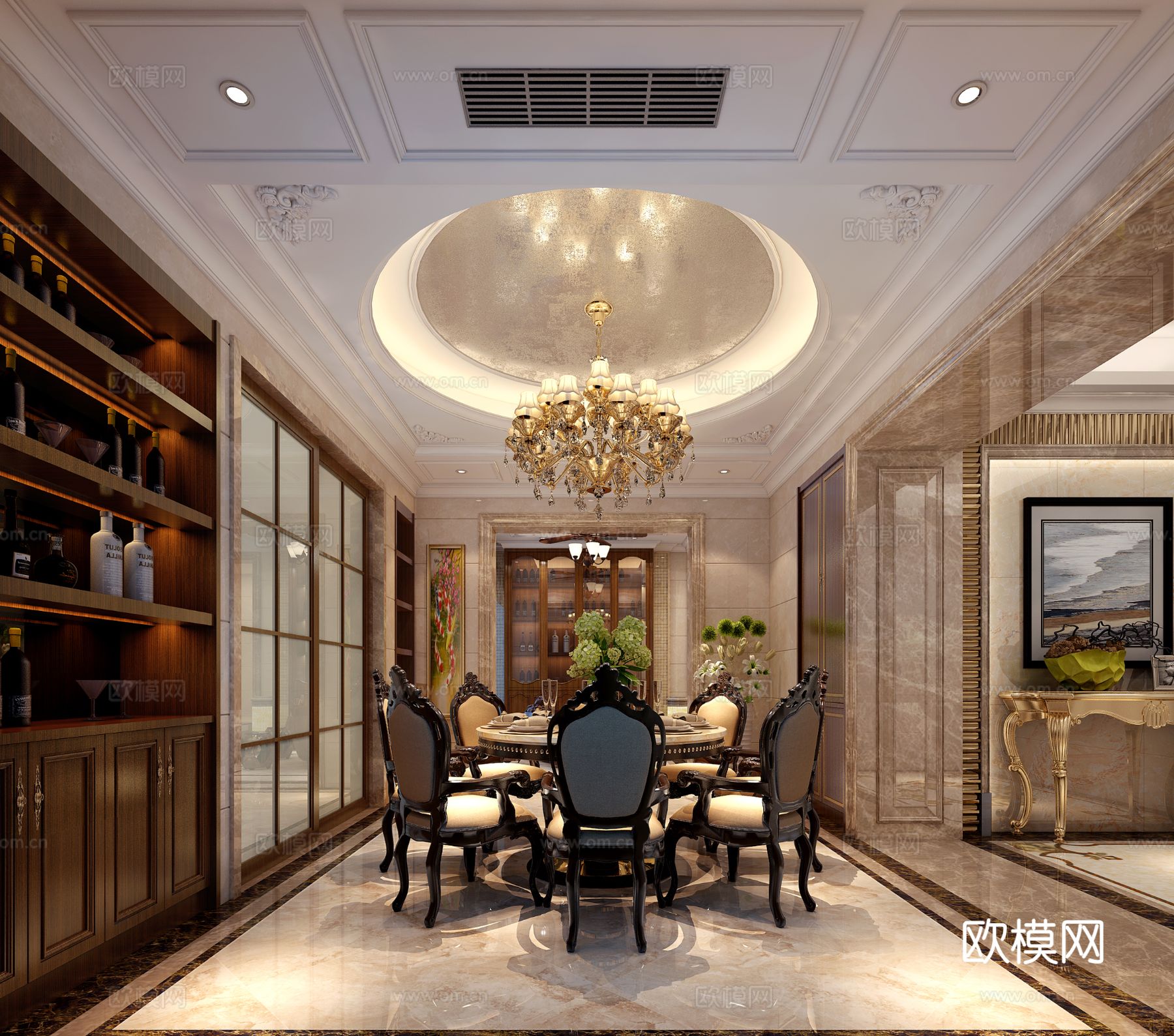 300平方现代欧式豪宅效果图下载（渲染图6）