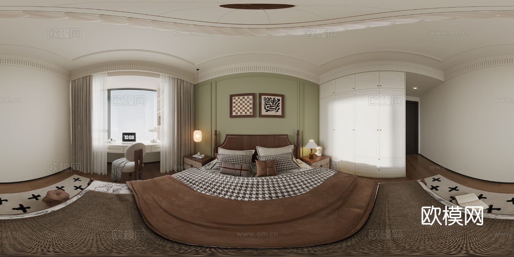 法式大平层全景效果图 全景图下载（渲染图7）