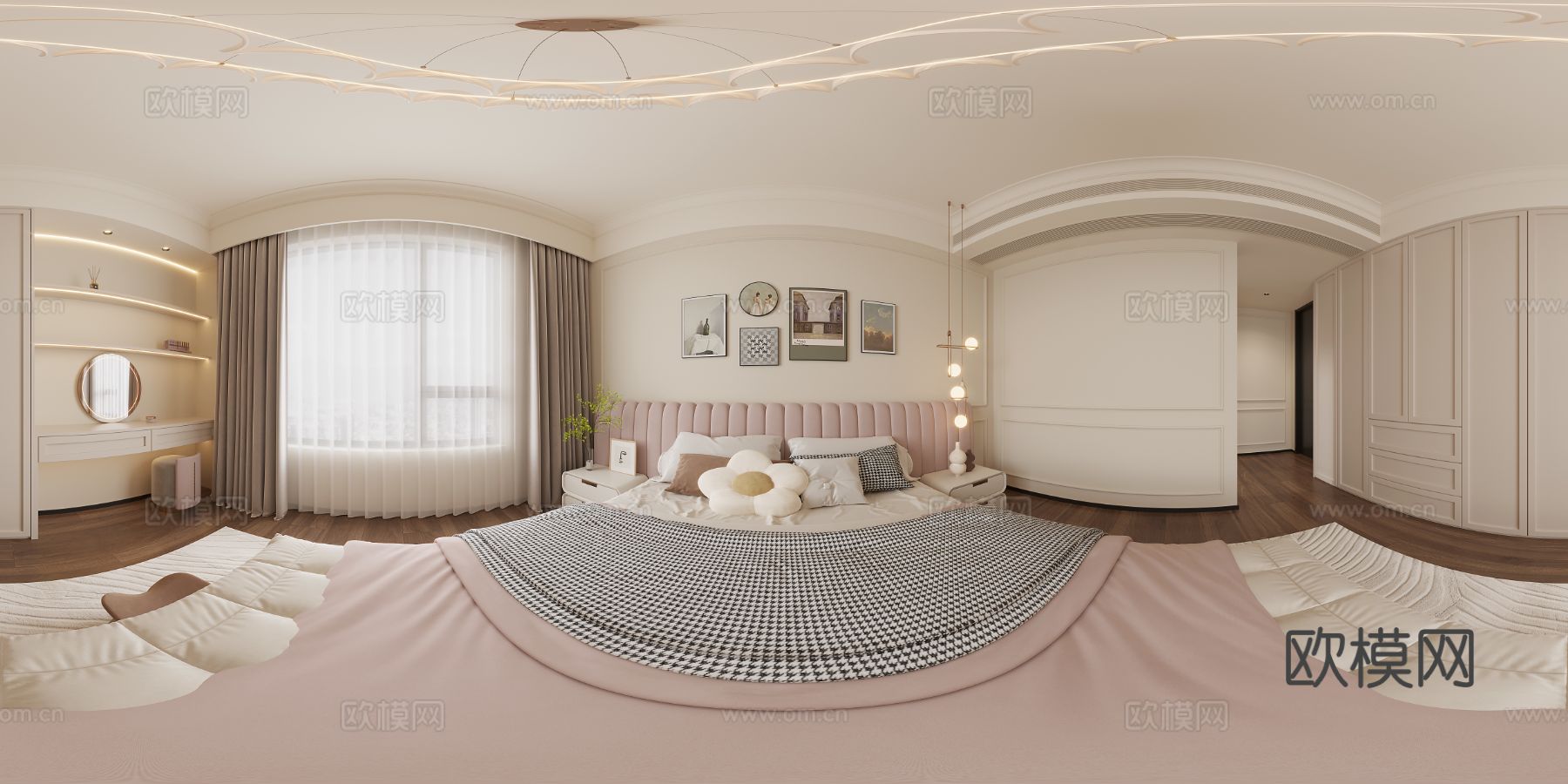 法式大平层家装效果图全景图效果图下载（渲染图7）