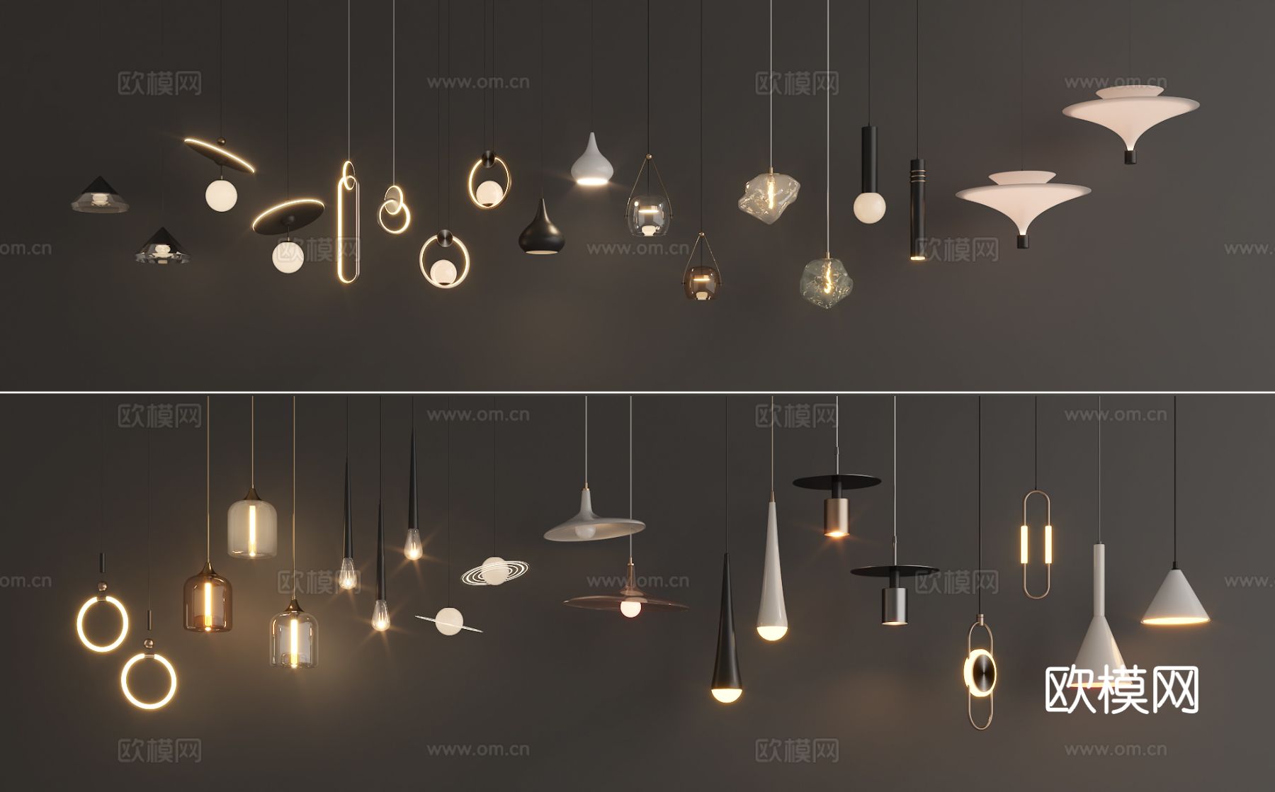现代吊灯组合 餐厅吊灯 床头小吊灯 艺术吊灯3d模型下载