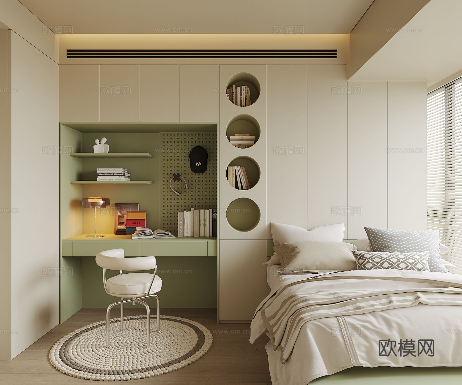 现代榻榻米卧室3d模型下载