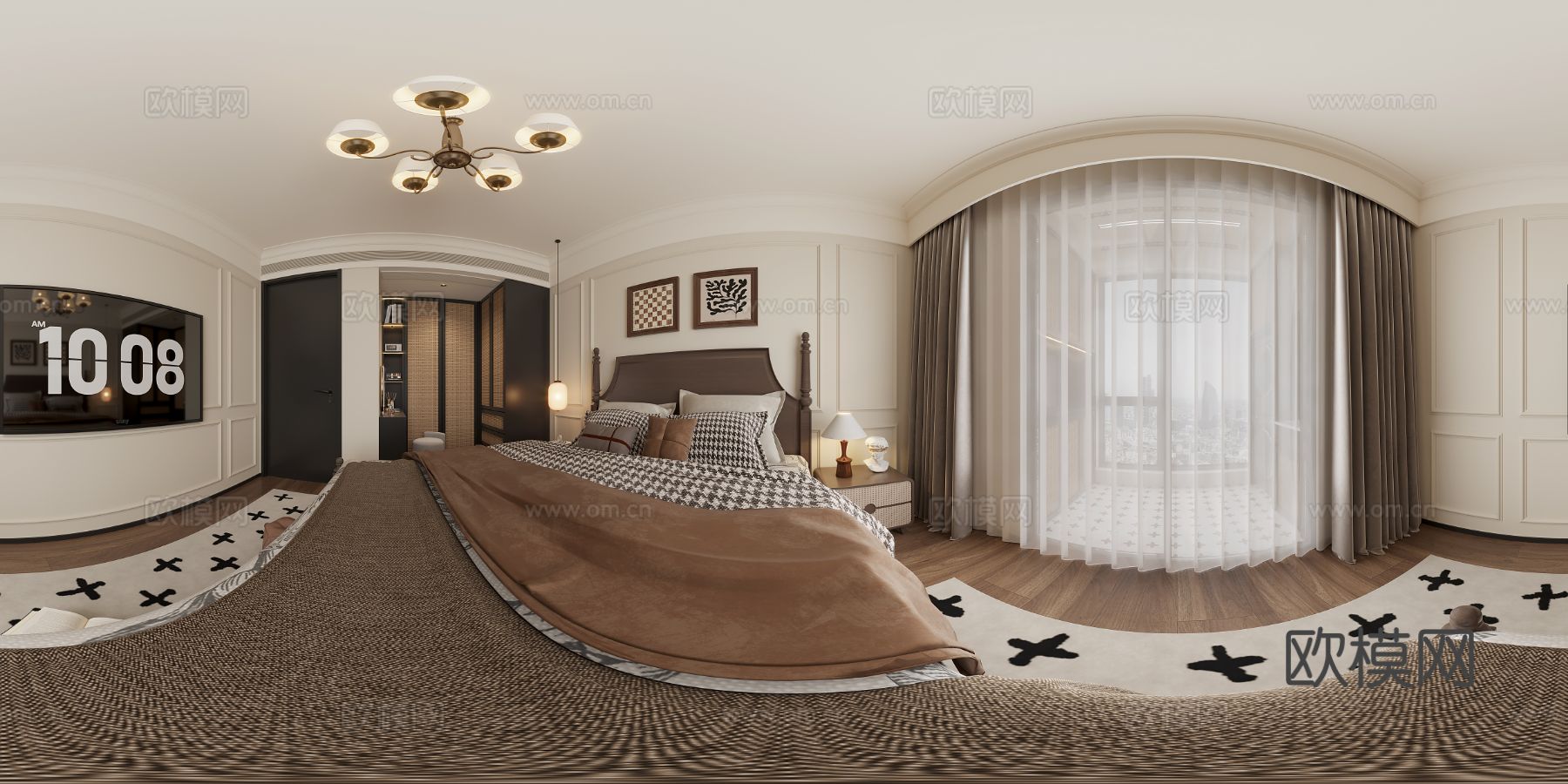 法式大平层家装效果图全景图效果图下载（渲染图9）