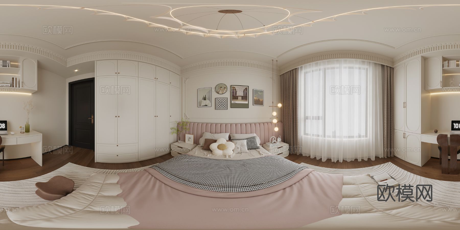 法式大平层全景效果图 全景图下载（渲染图1）