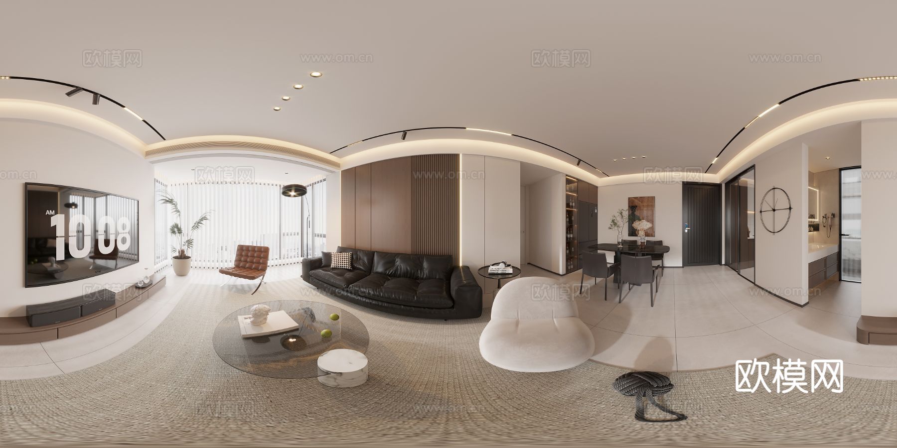 现代大平层家装 全景图 装修效果图下载（渲染图7）