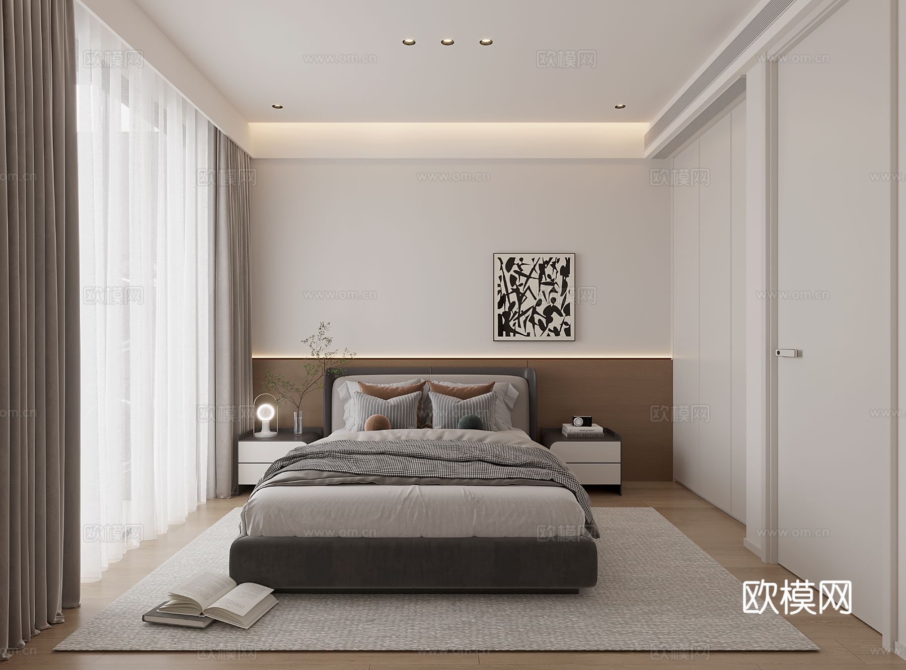 现代大平层家装 全景图 装修效果图下载（渲染图3）