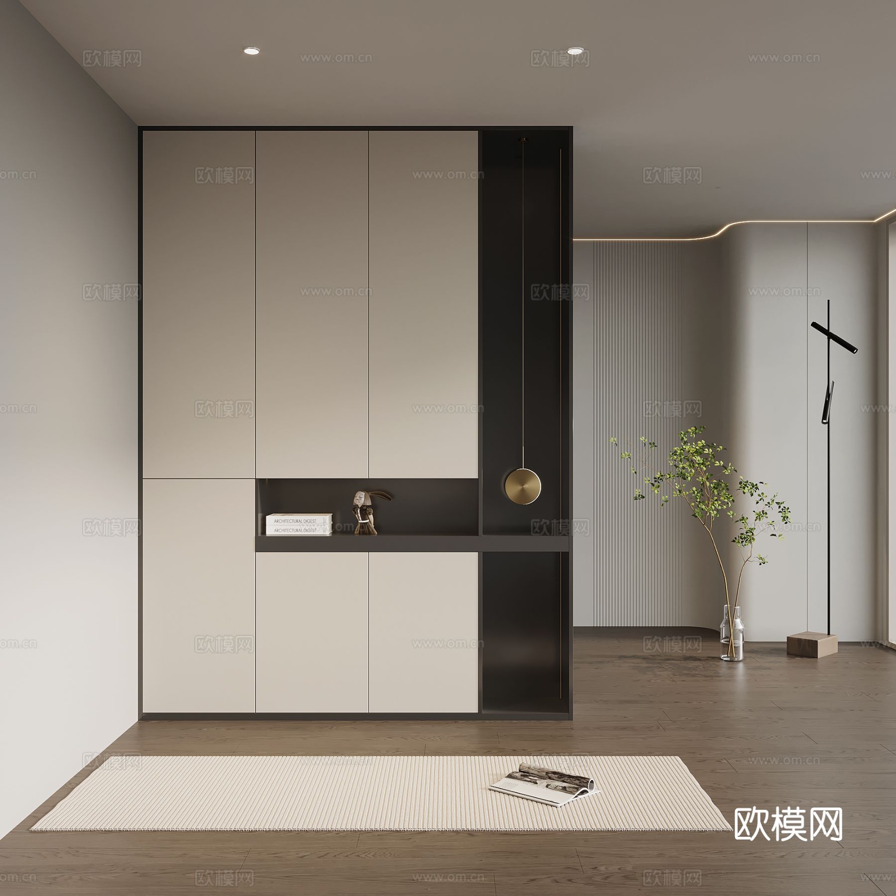 意式鞋柜 入户鞋柜su模型