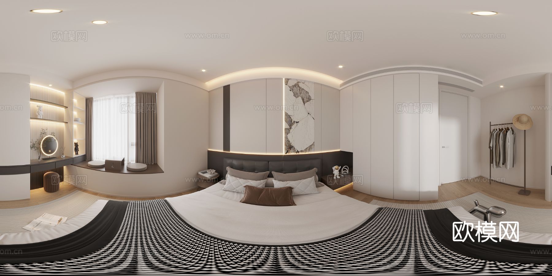 现代风格家装大平层全景图 装修效果图下载（渲染图11）