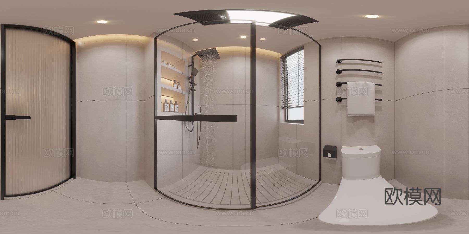 现代风格家装大平层全景图 装修效果图下载（渲染图7）