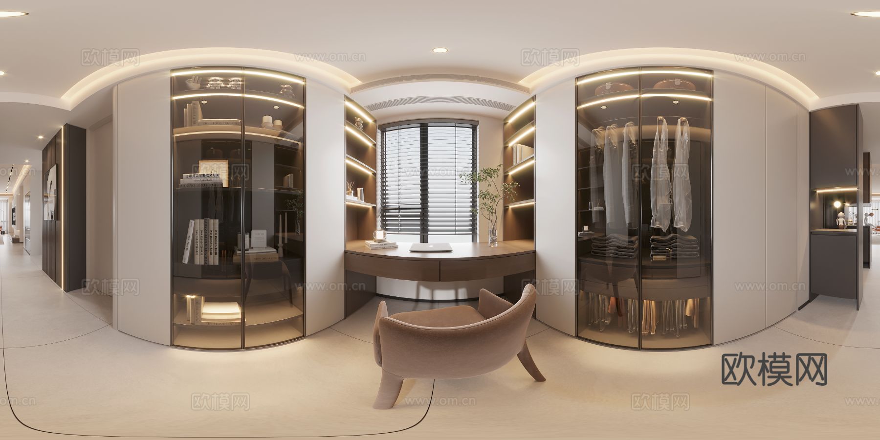 现代风格家装大平层全景图 装修效果图下载（渲染图6）