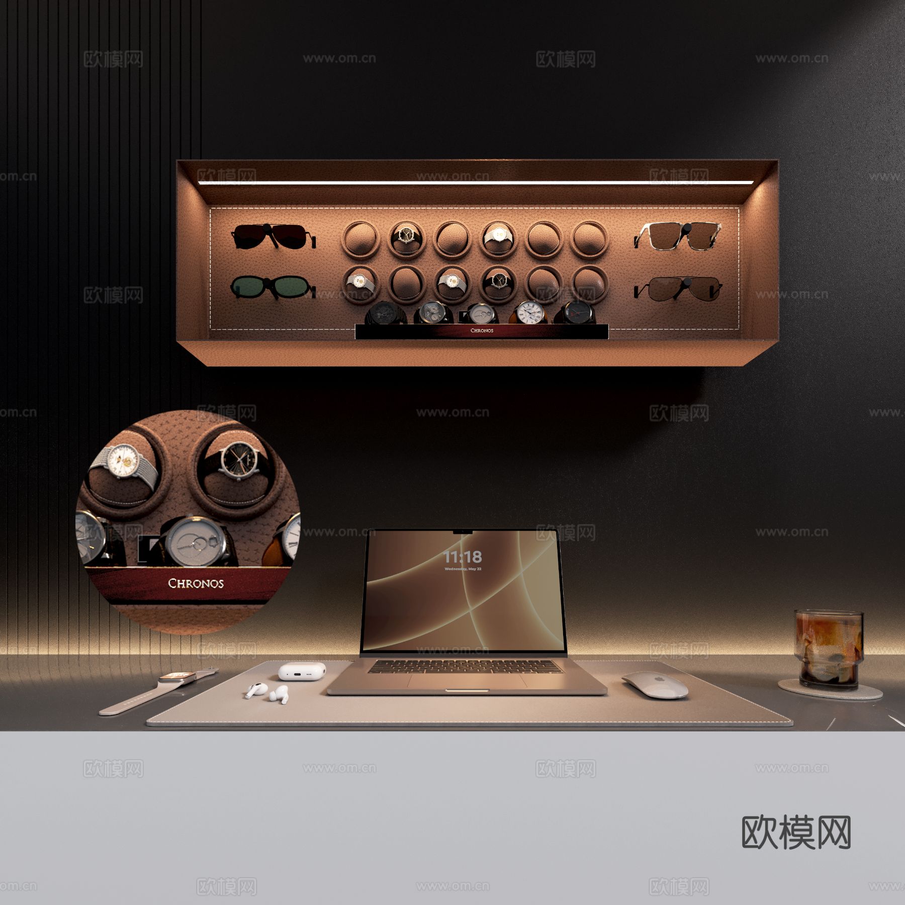 轻奢手表展示柜 笔记本电脑su模型