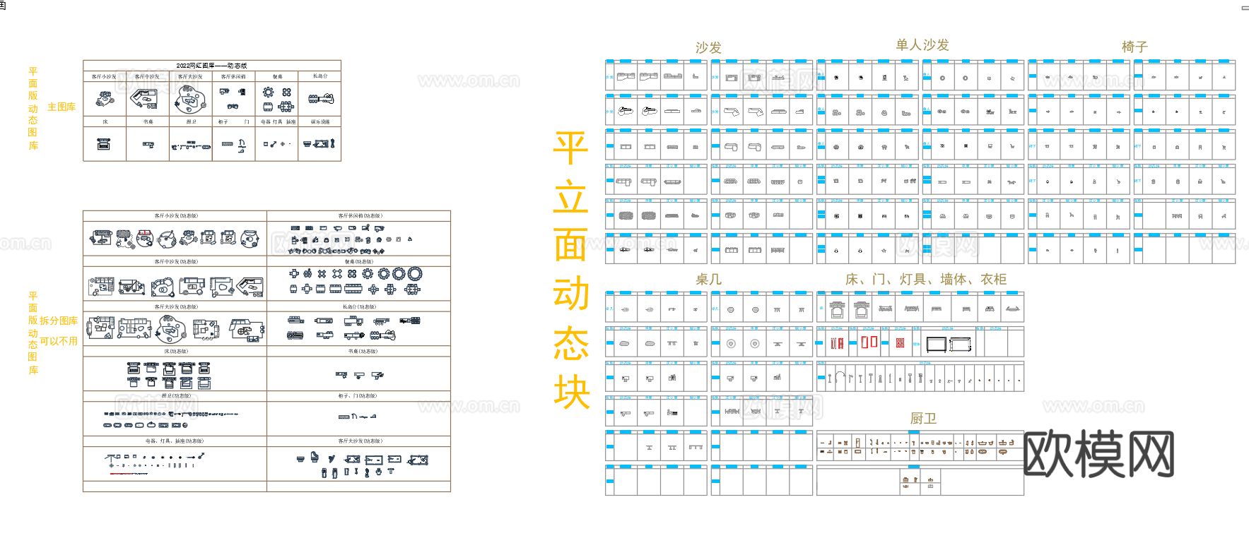 精选网红平立面CAD动态图块