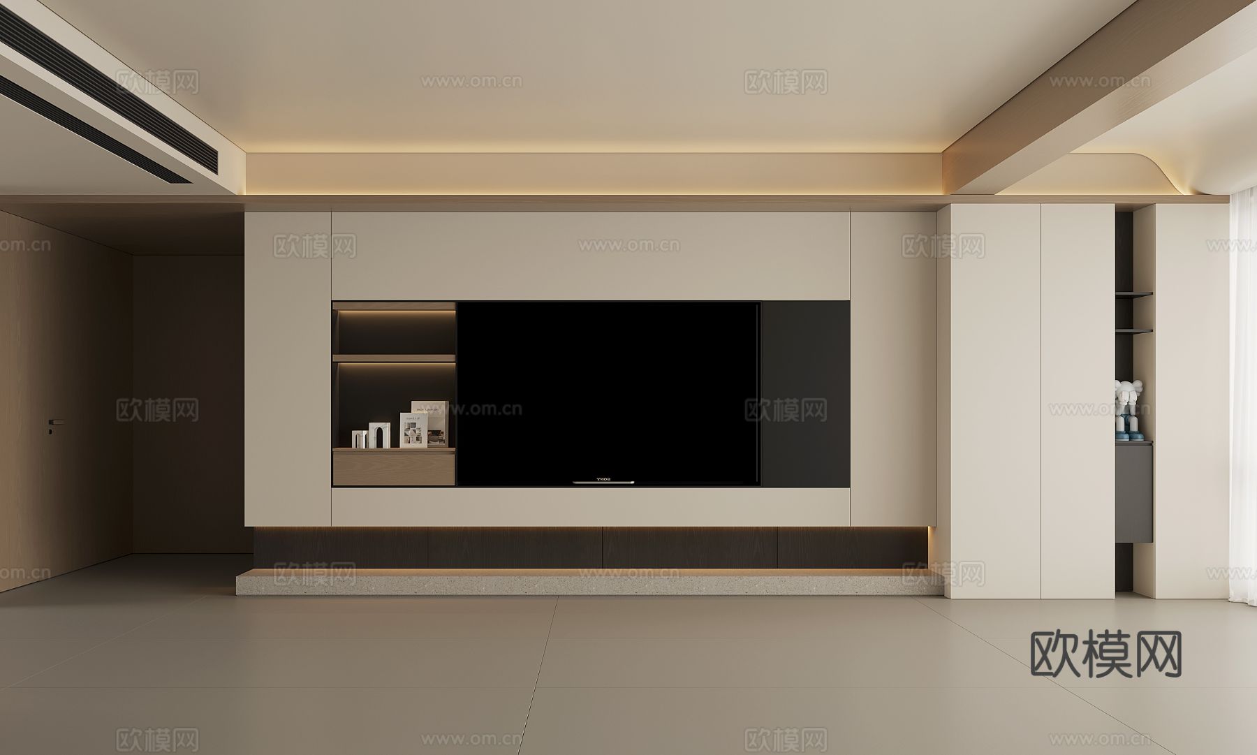 现代电视背景墙3d模型下载