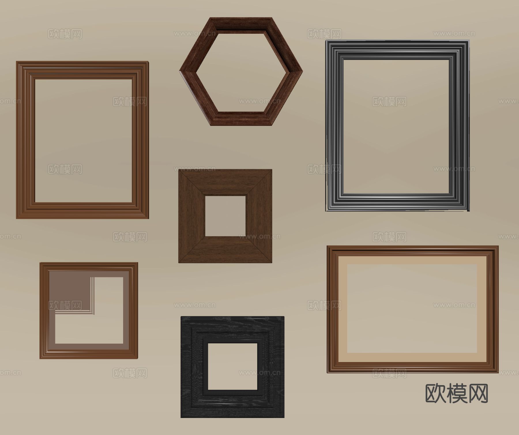 中古风相框 画框su模型