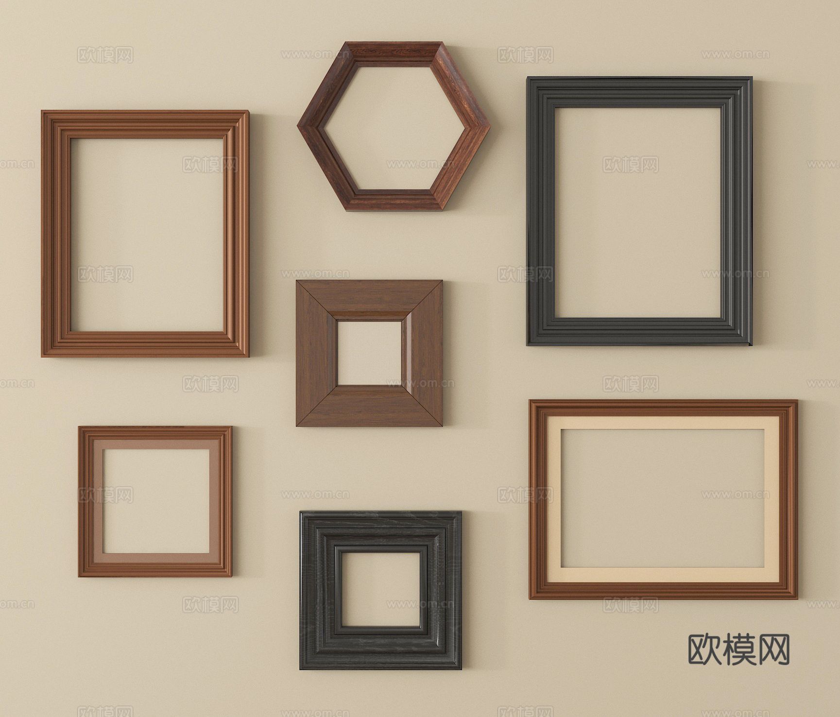 中古风相框 画框su模型