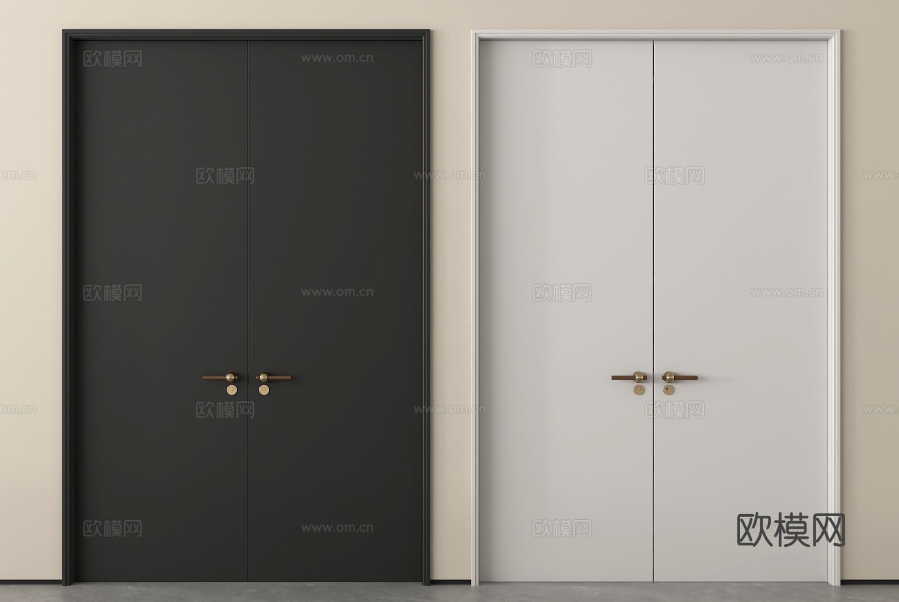现代双开门 办公室双开门 防盗门 入户门su模型