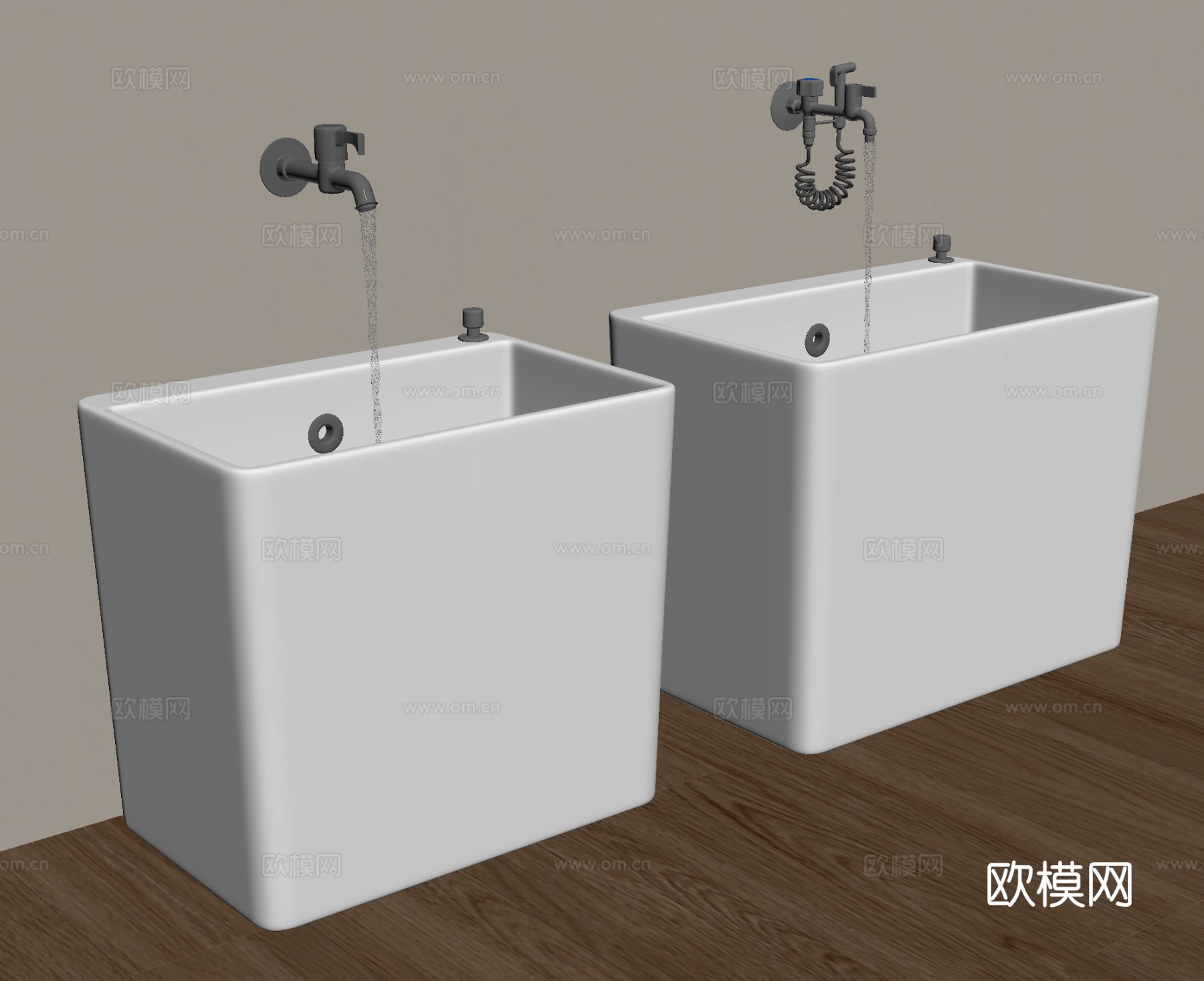 现代拖把池 拖布池 墩布池su模型