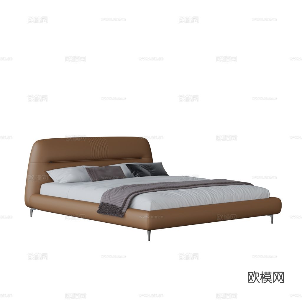 现代双人床3d模型下载
