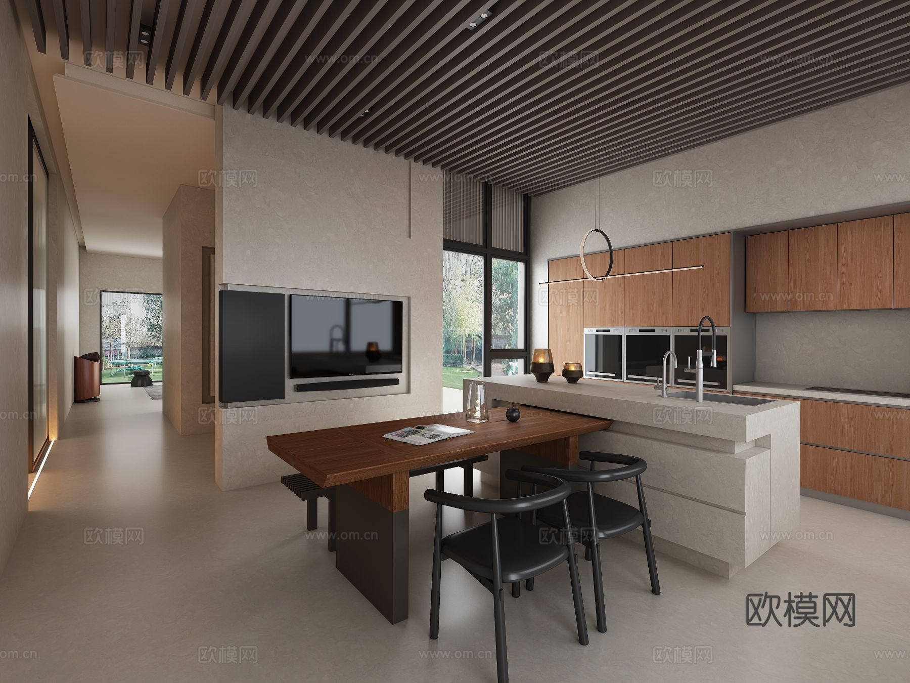 唐忠汉｜极简别墅开放式餐厅3d模型