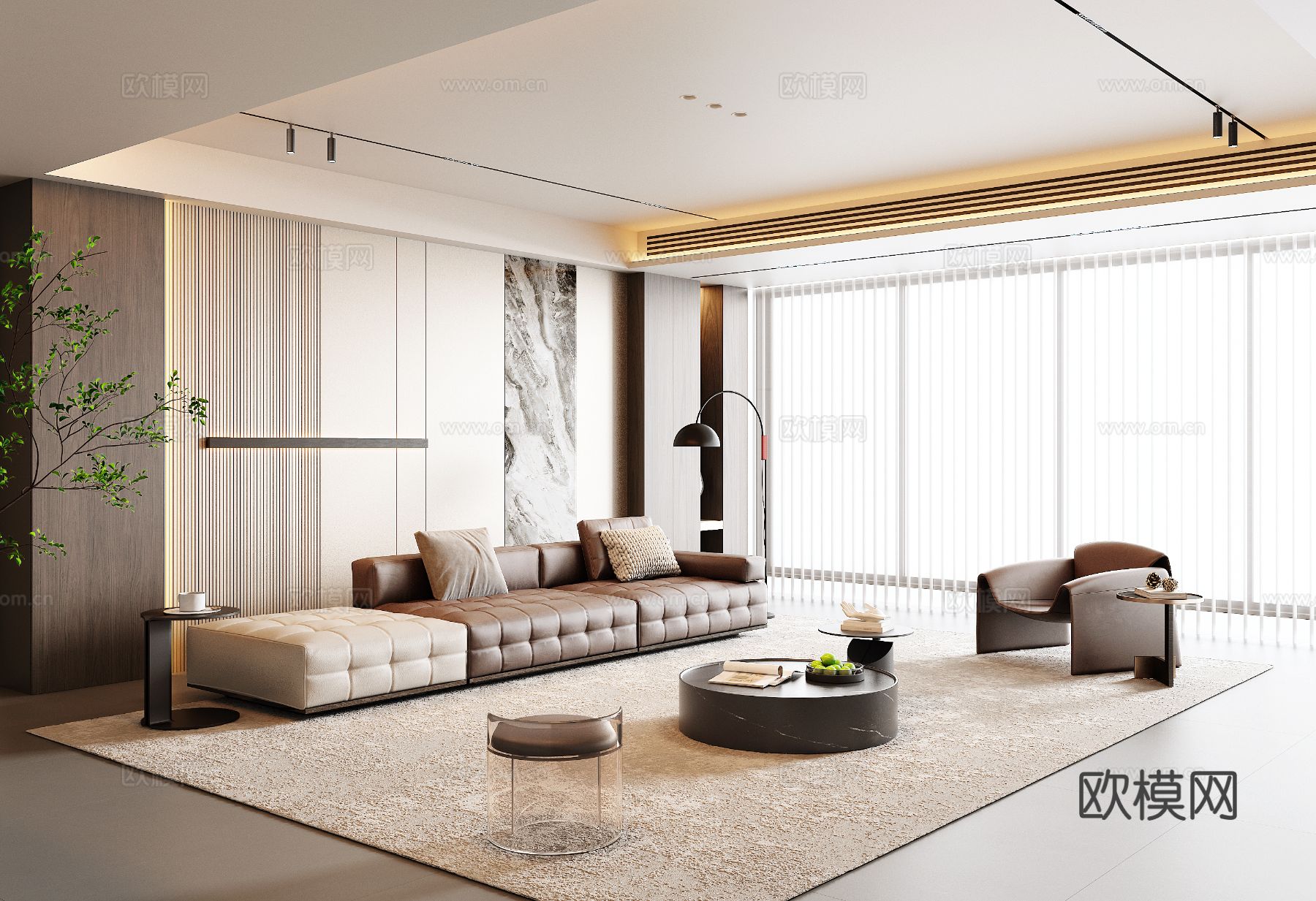 现代意式客厅3d模型下载