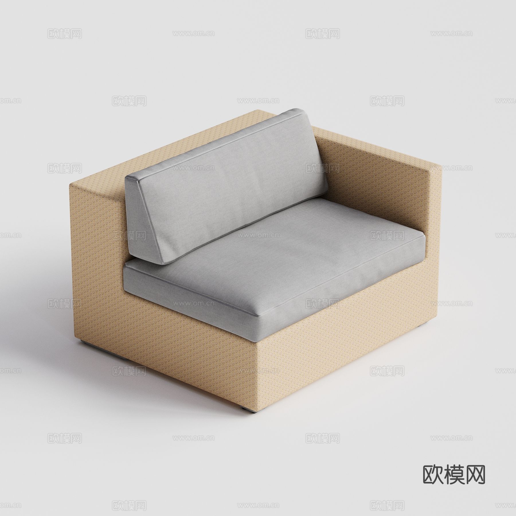 DEDON - 现代户外沙发 单人沙发 藤编转角沙发su模型