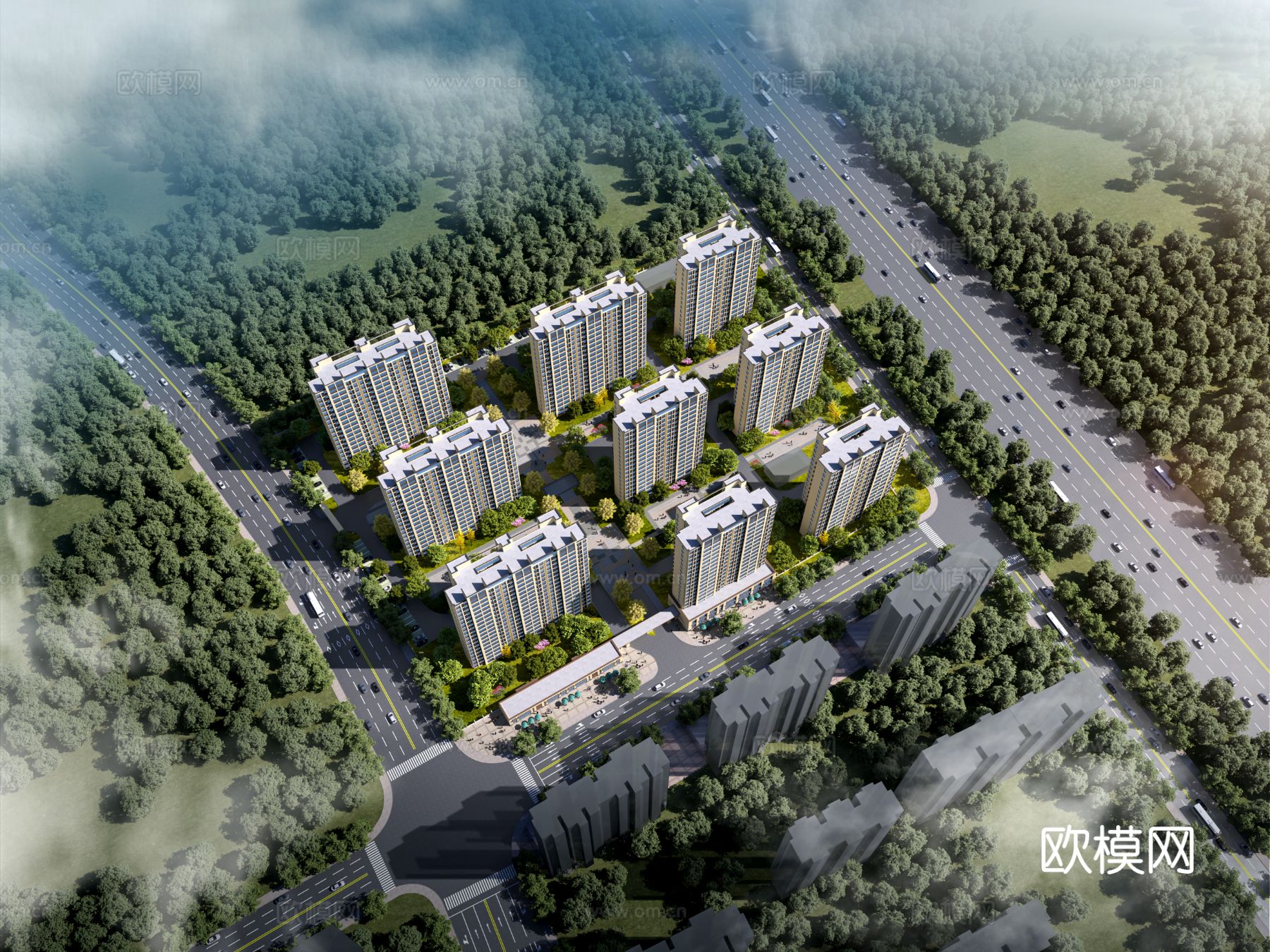 住宅鸟瞰3d模型下载