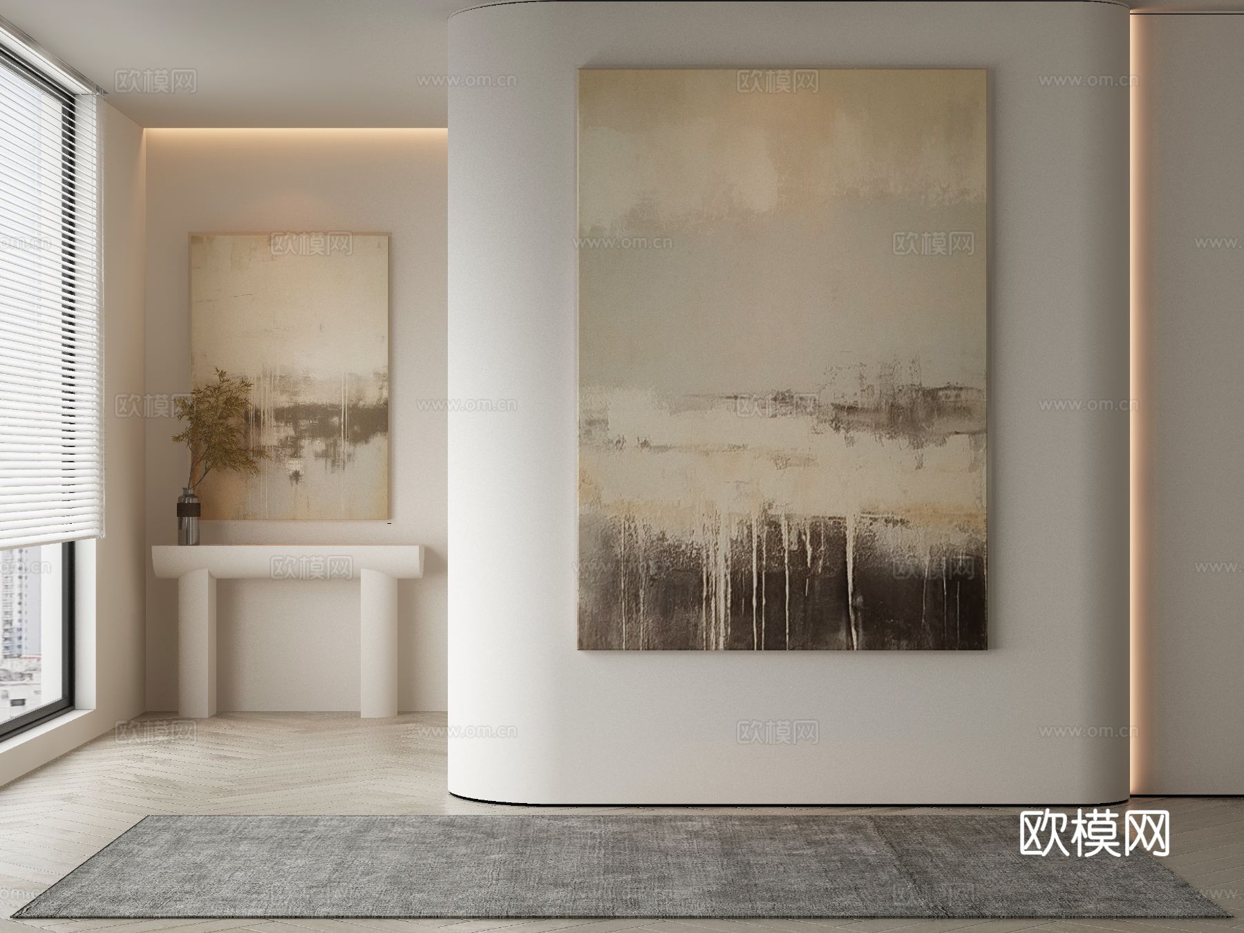 现代侘寂挂画3d模型下载