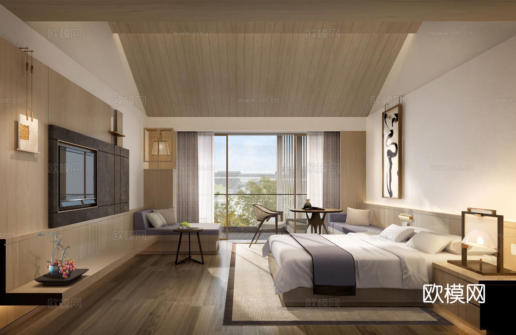 现代侘寂风酒店装修效果图下载（渲染图3）