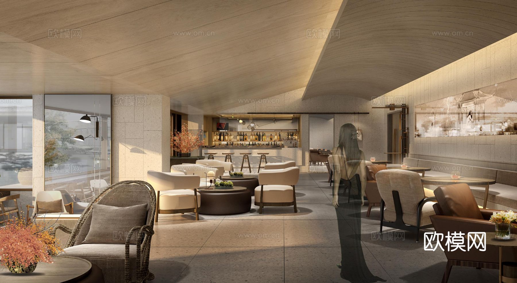 现代侘寂风酒店装修效果图下载（渲染图6）