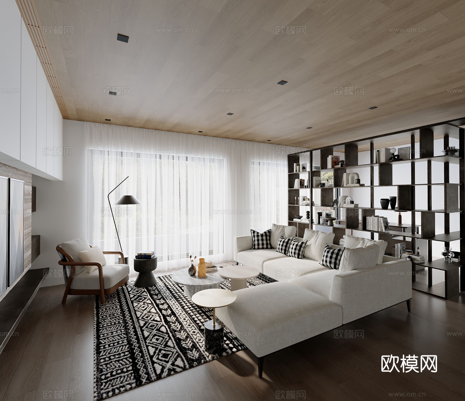 李玮珉x雍萃 原木风客厅3d模型下载