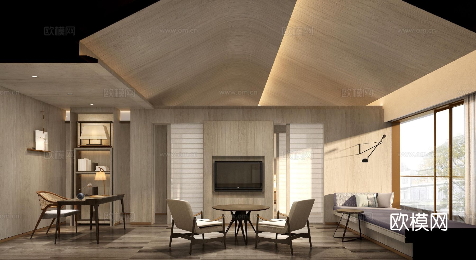 现代侘寂风酒店装修效果图下载（渲染图7）