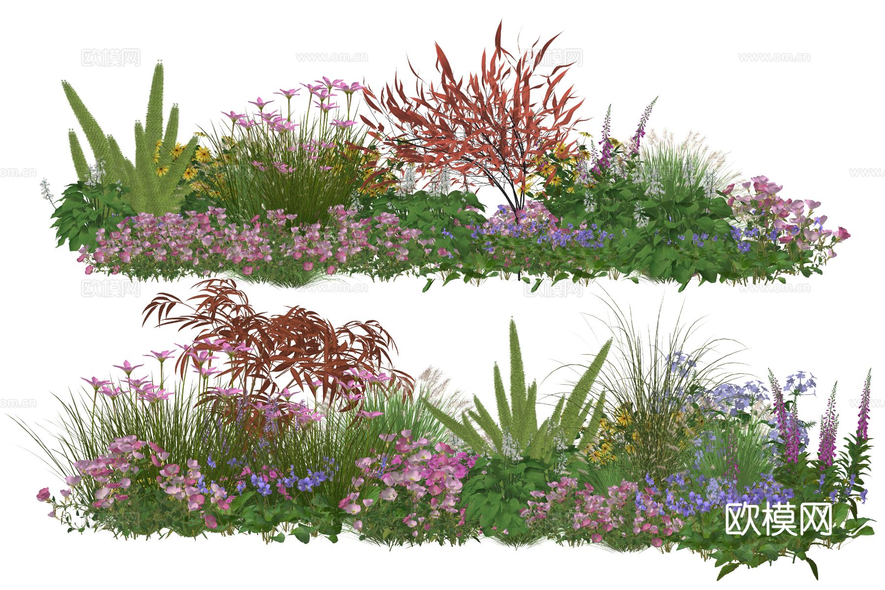 现代庭院植物堆景观组合su模型