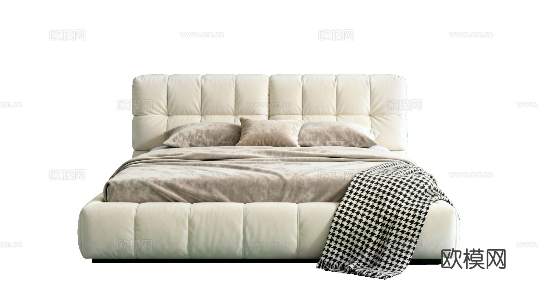 现代皮革软包双人床