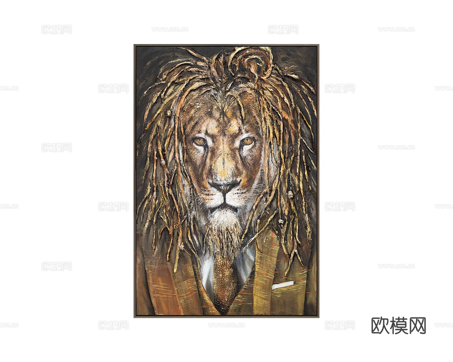 Art 狮子挂画3d模型下载