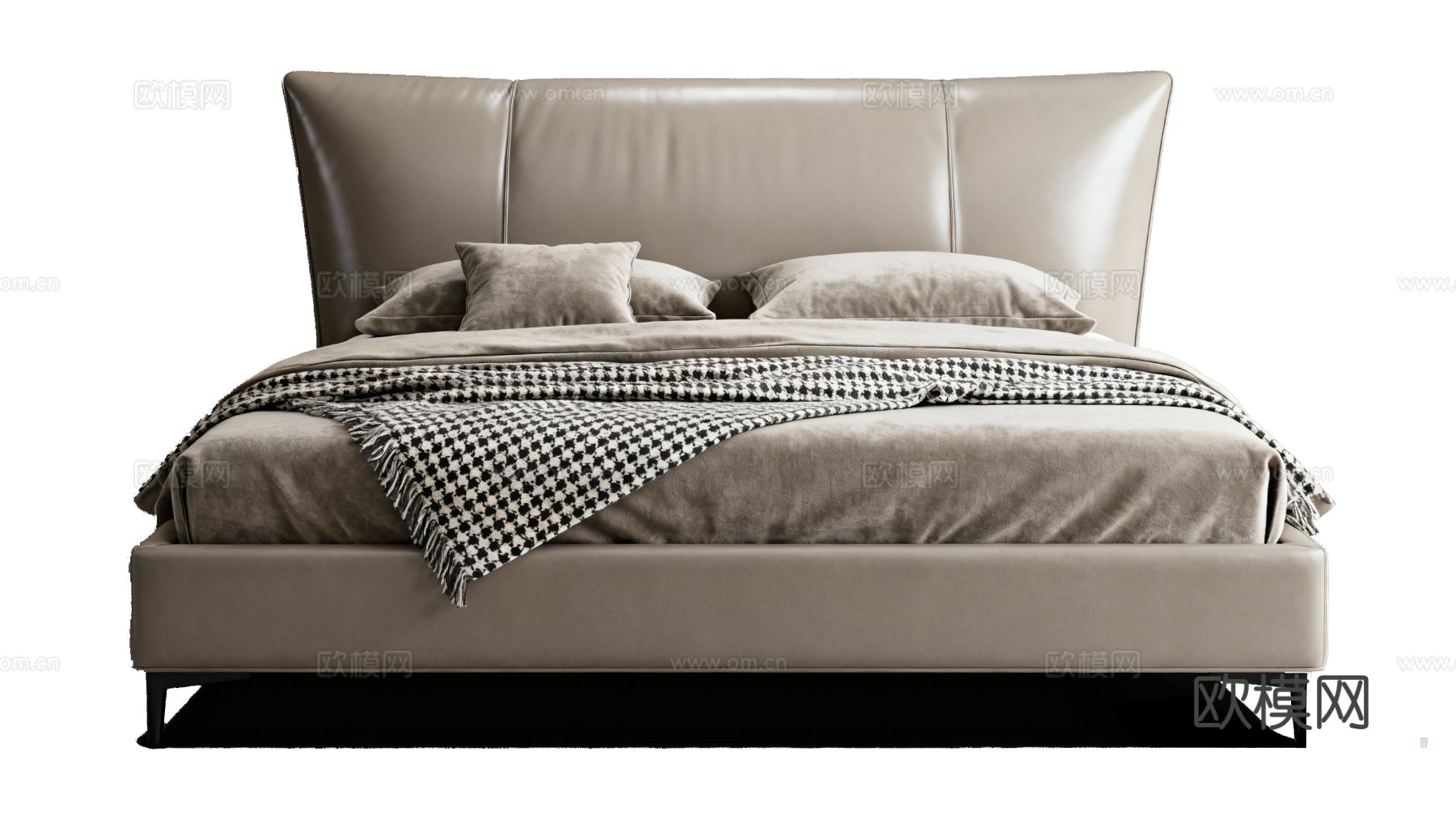 现代皮革软包双人床