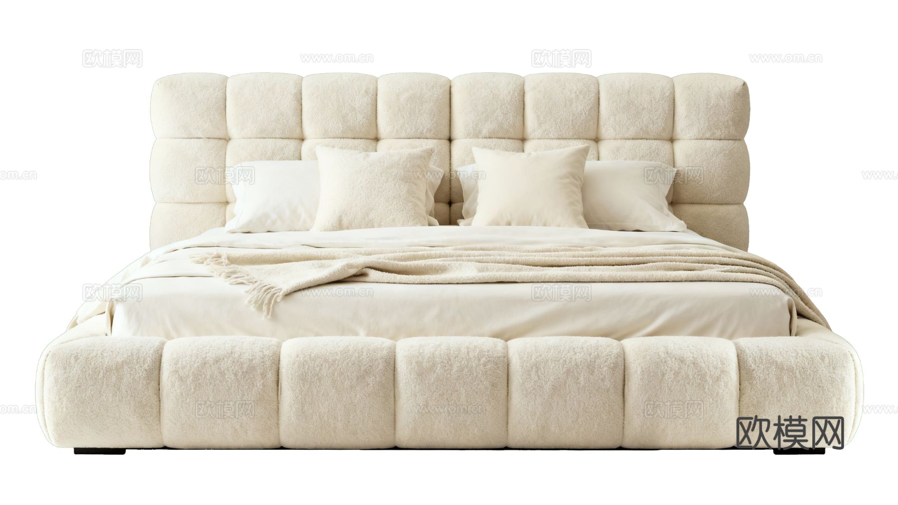 奶油风软包双人床