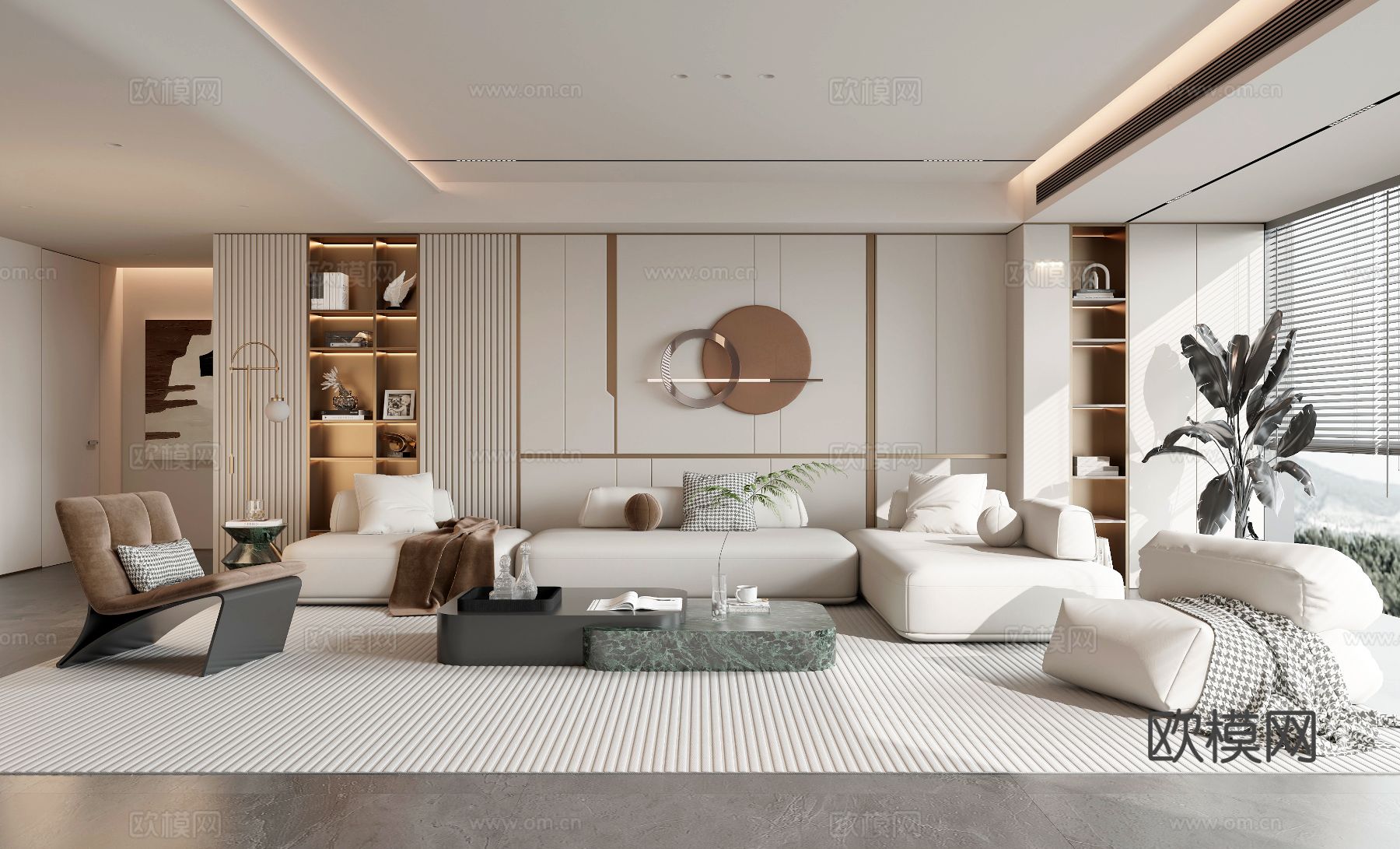 现代客厅3d模型下载