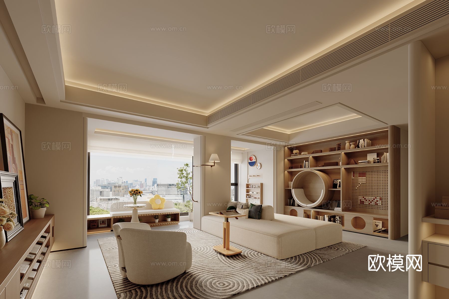 郑中CCDxLSD奶油风客厅3d模型下载