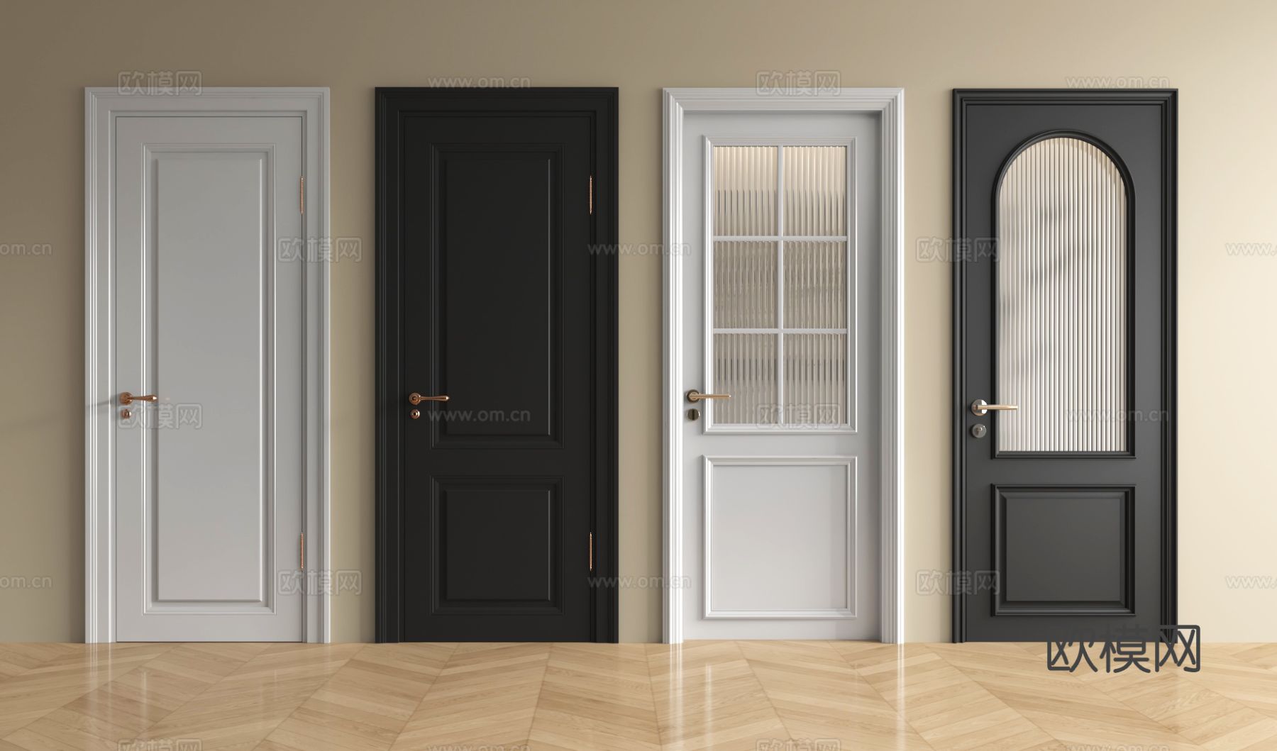 法式单开门 玻璃单开门 房门 卧室门 厨卫门su模型