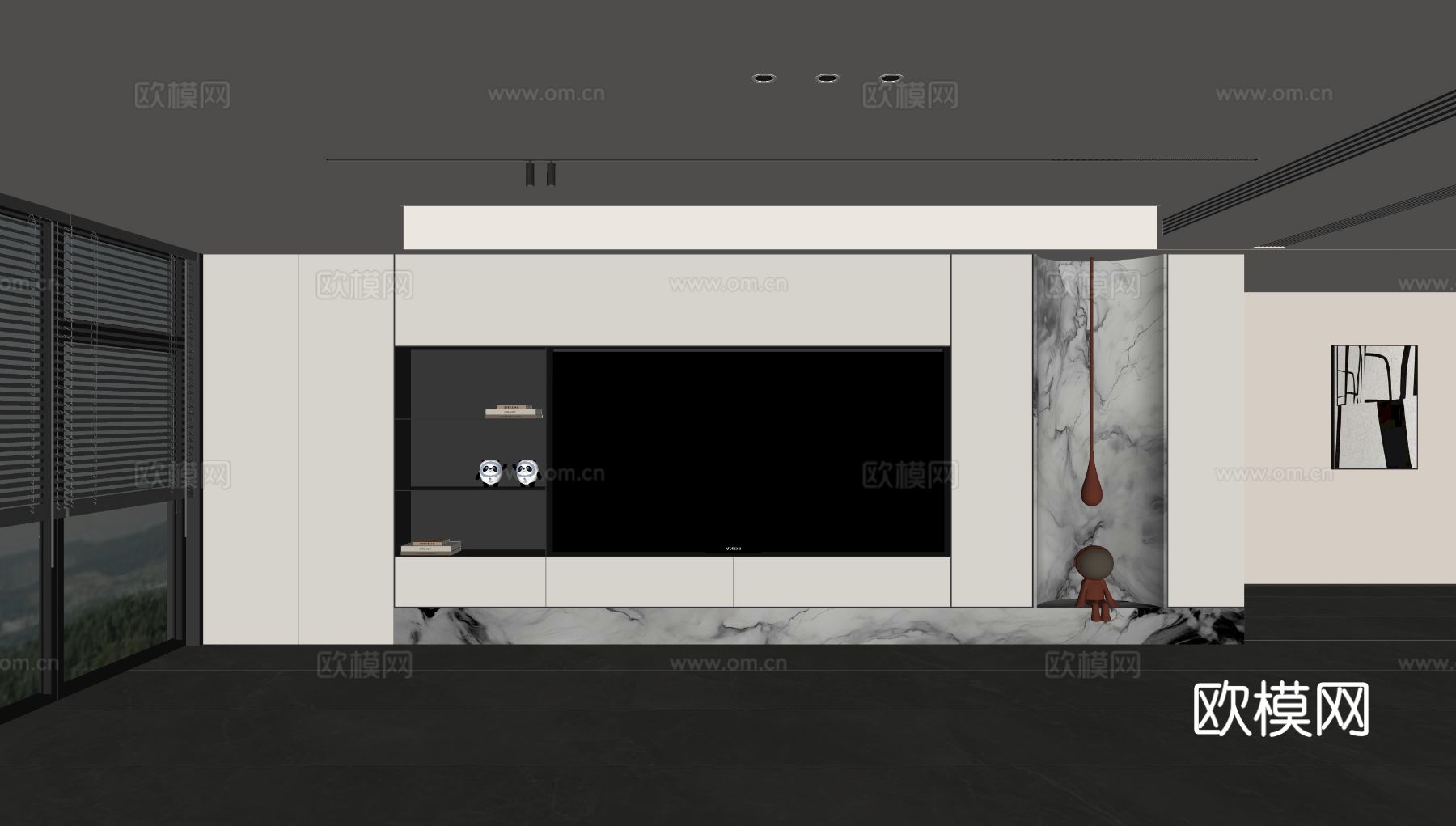 意式客厅 现代客厅 电视背景墙 电视柜 客厅背景su模型