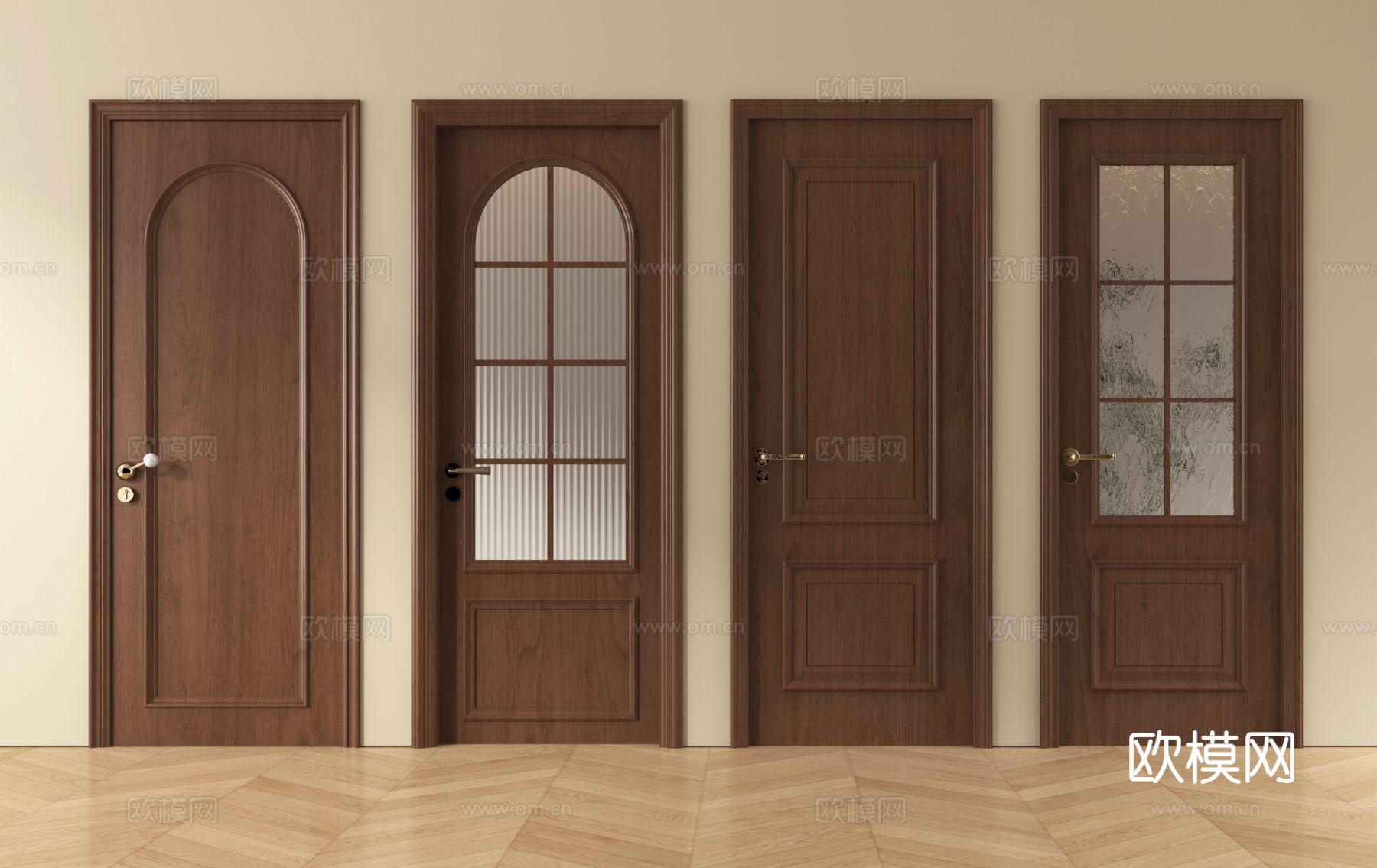 中古风单开门 玻璃单开门 房门 卧室门 厨卫门su模型