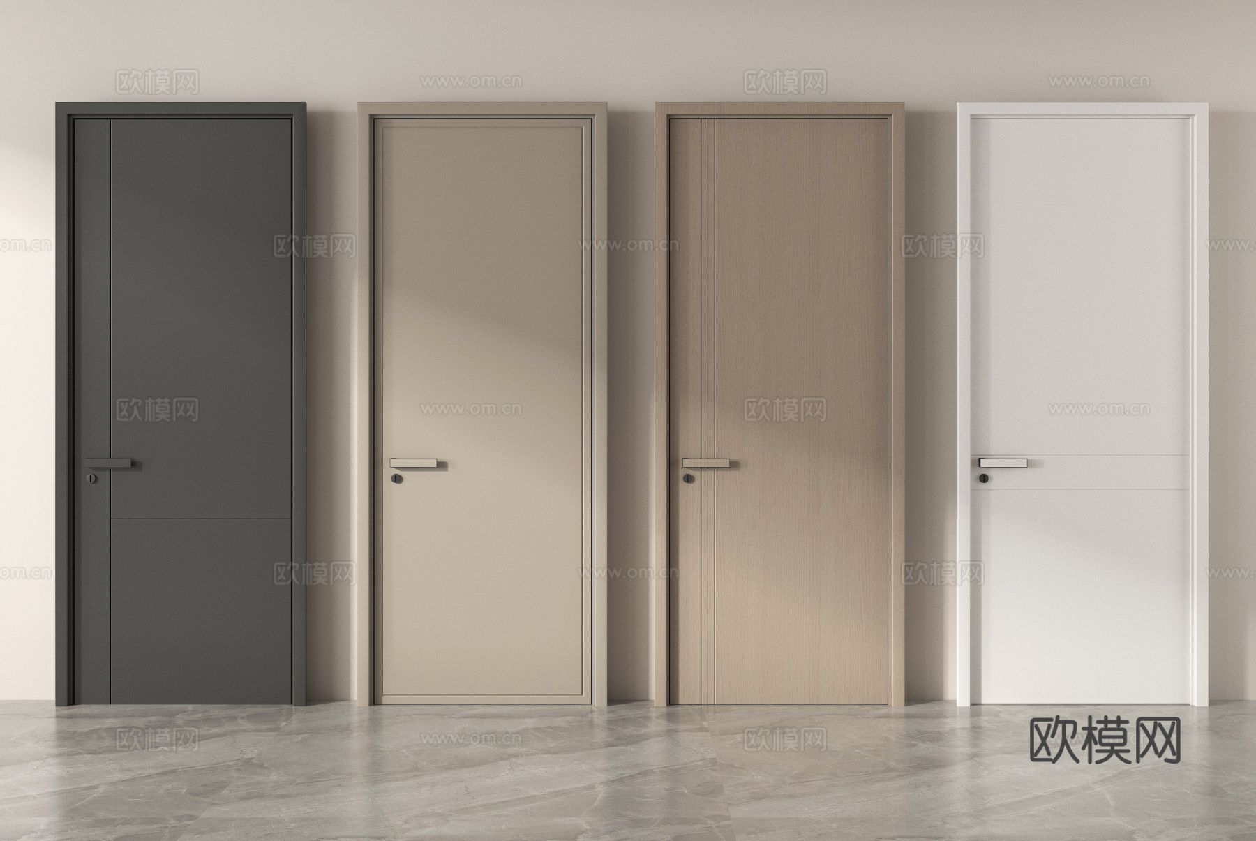 中古风单开门 卧室门 房门su模型