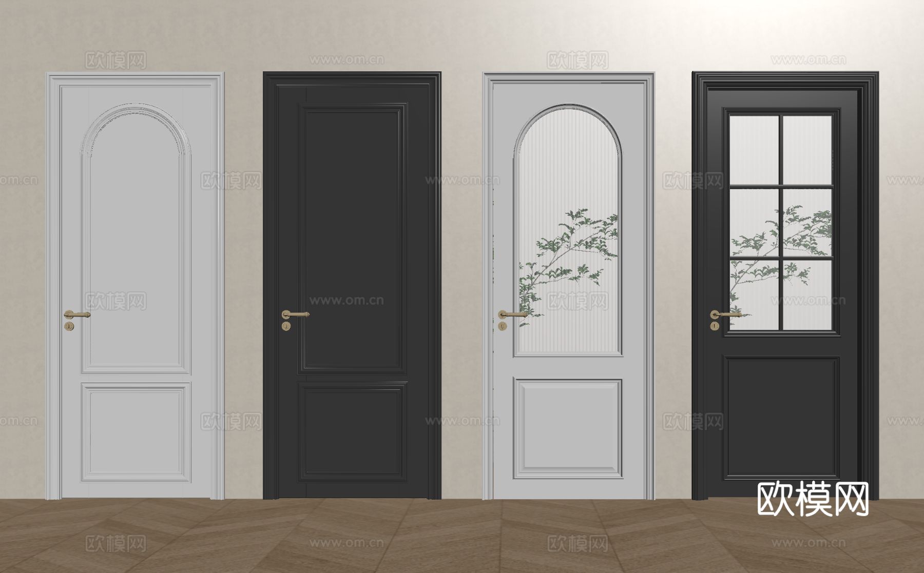 法式单开门 玻璃单开门 房门 长虹玻璃门 厨卫门su模型