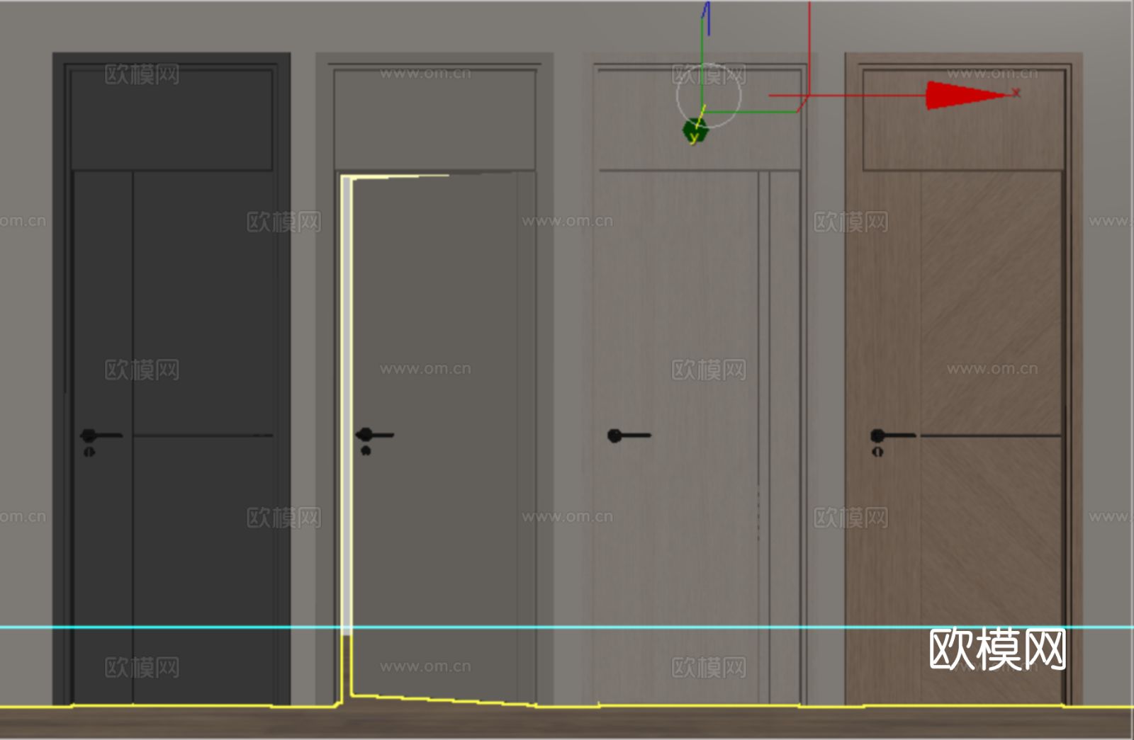现代单开门 卧室门 实木门 通顶门su模型