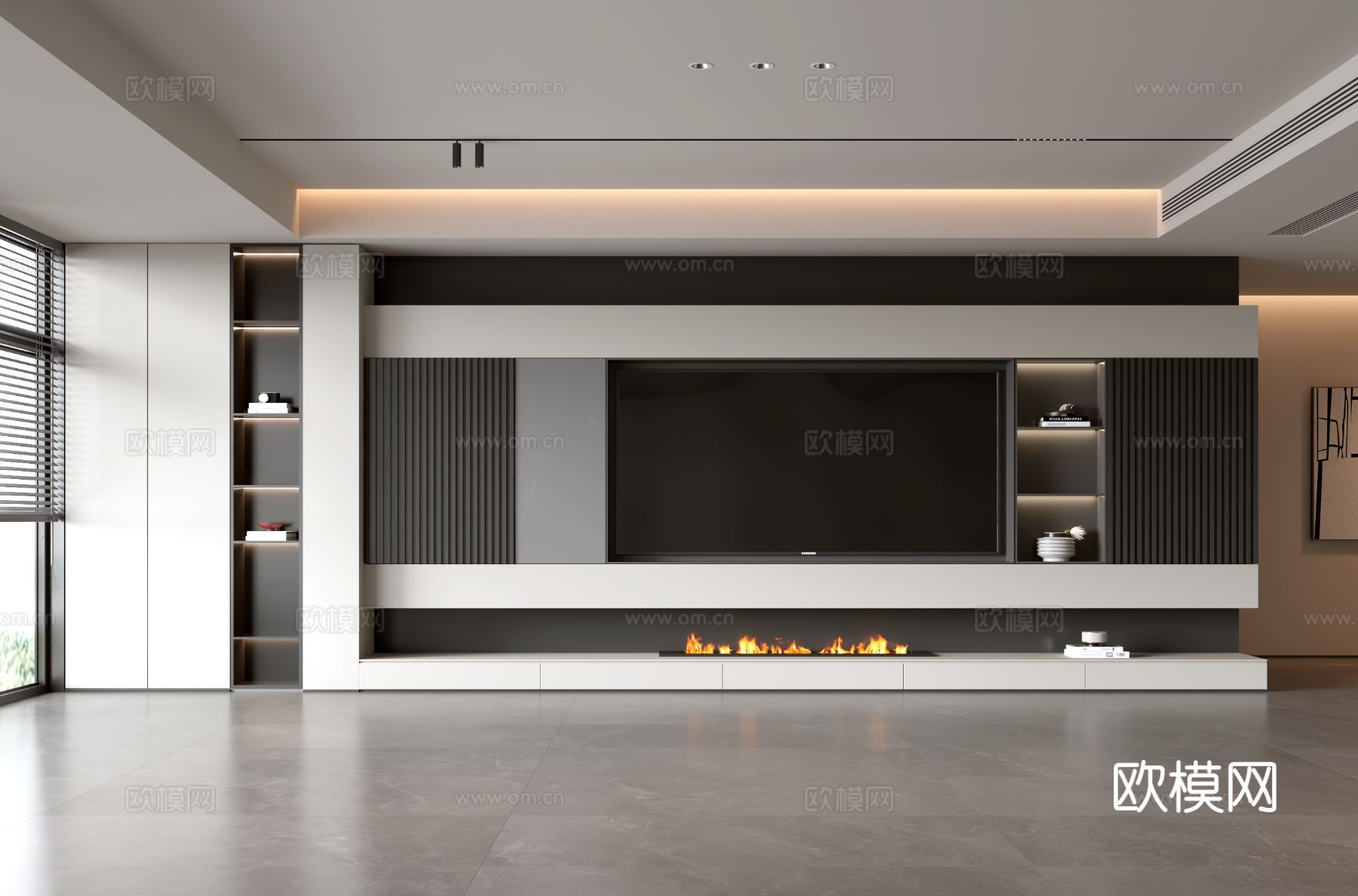 意式客厅 现代客厅 电视背景墙 电视柜 客厅背景su模型