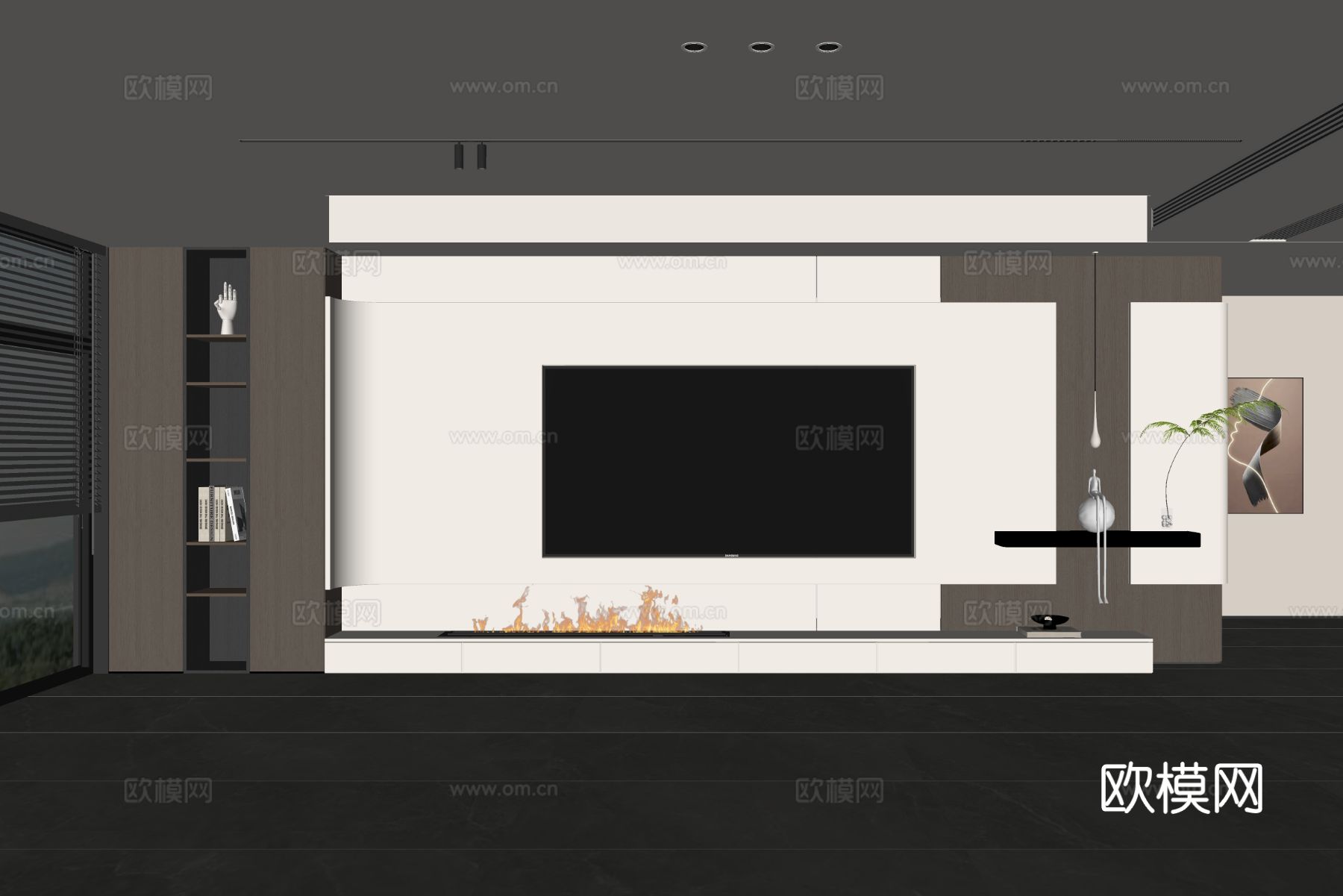 意式客厅 现代客厅 电视背景墙 电视柜 客厅背景su模型