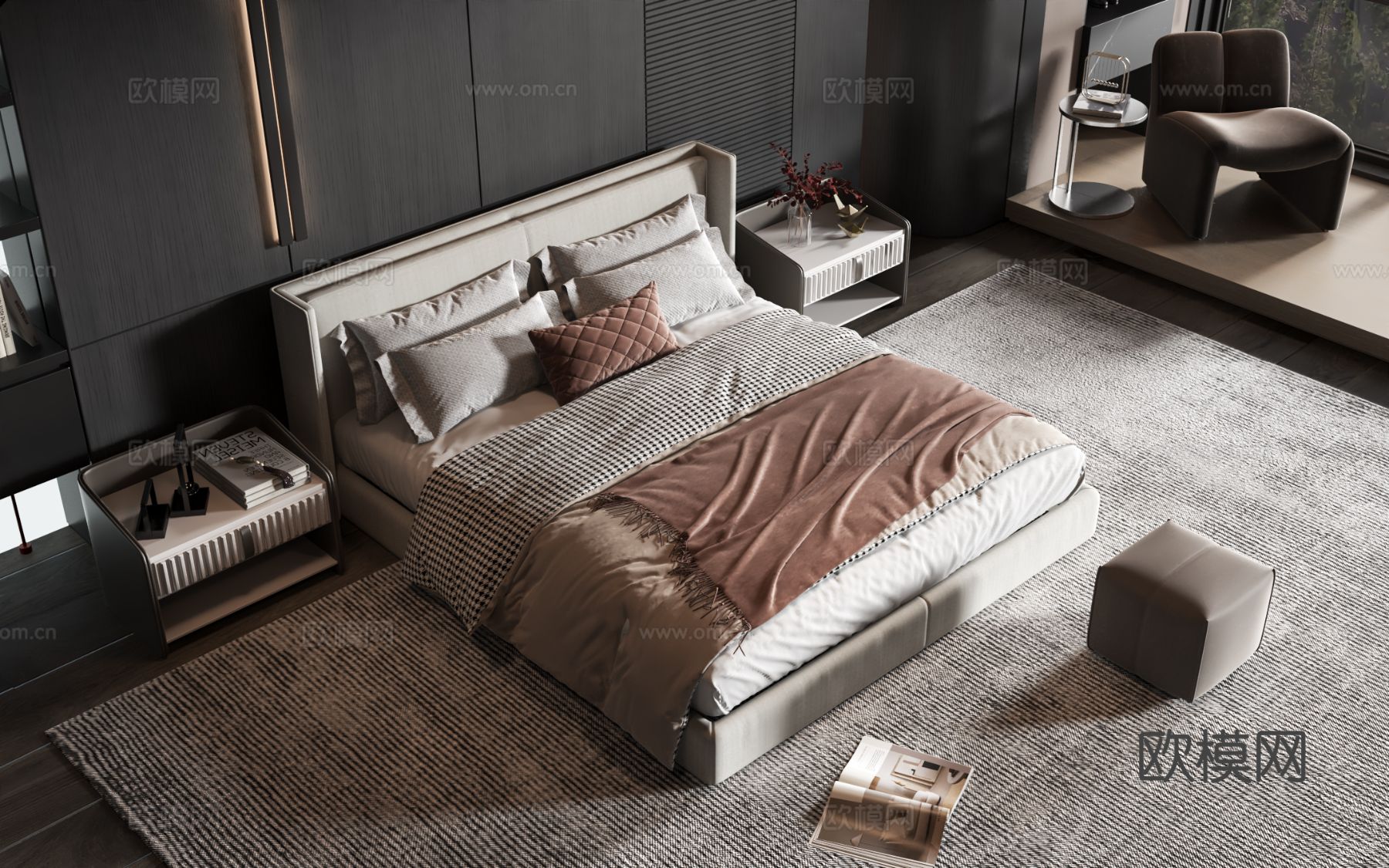 现代风格商品床3d模型下载